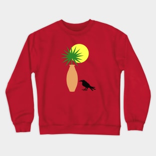 Boho Pot with Palm Leaf and a crow Crewneck Sweatshirt